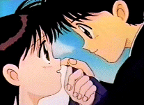 Yuuko and Hiroshi gazing at each other.